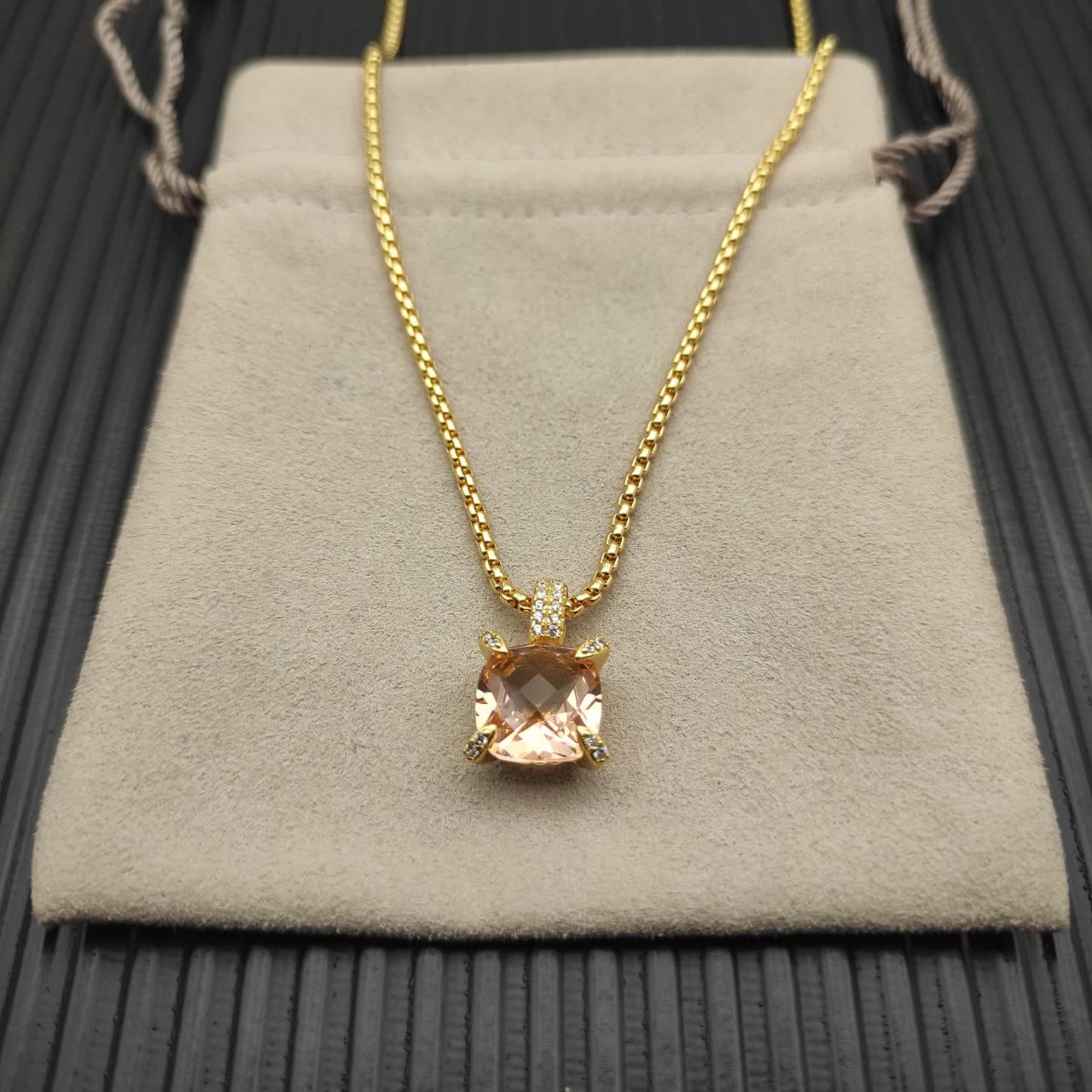 David Yurman Cable Collectibles 18K Gold Citrine and Diamond Necklace